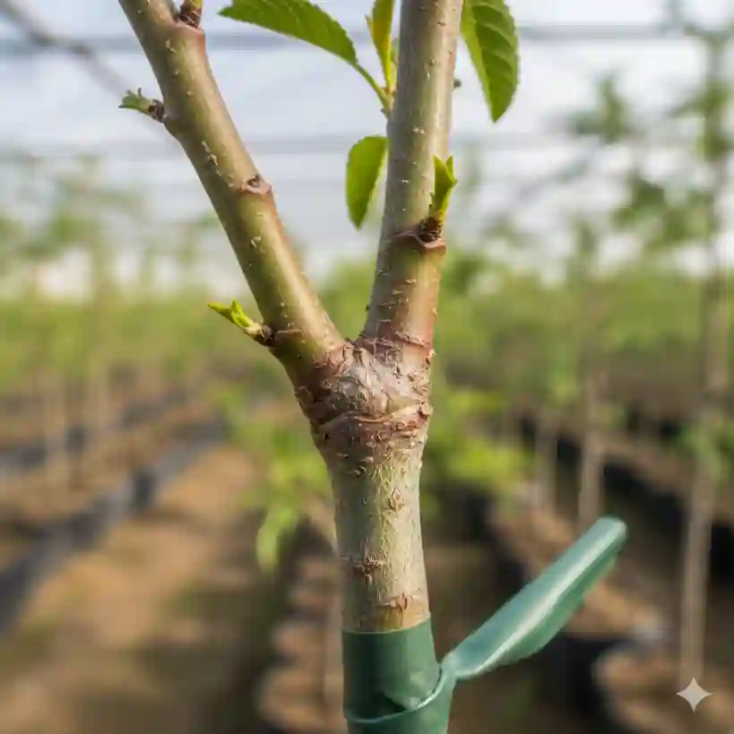 محل پیوند نهال بادام اصلاح شده در نهالستان پویا نهال.